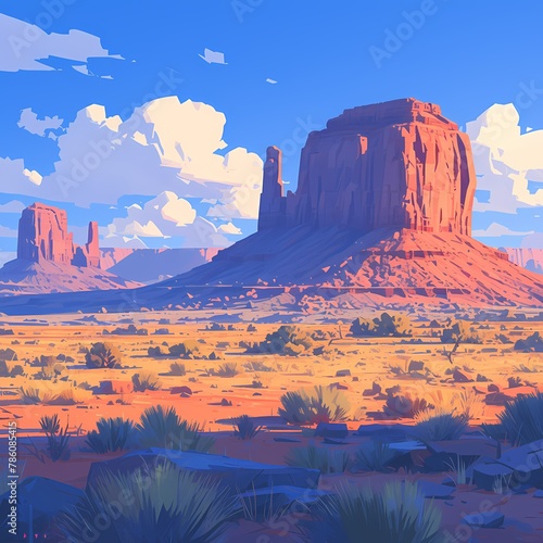 Vibrant Painted Desert Horizon Illustration