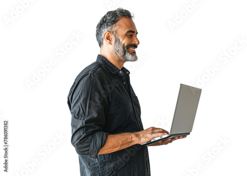 South American Man Enjoying Laptop Use