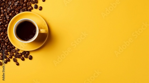 Cup of Coffee on Vibrant Yellow Background