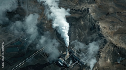 A close-up shot of a geothermal power plant, steam rising from the earth as it taps into the planet's natural heat reservoirs.