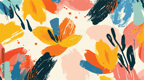 Abstract floral seamless pattern. Bright colors painti