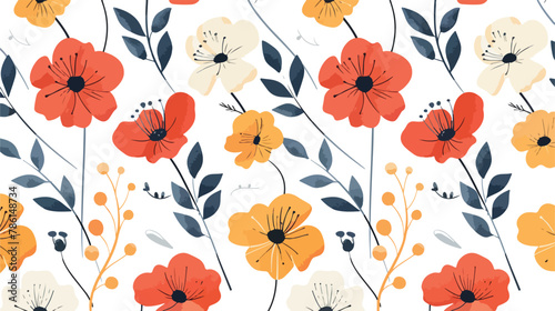 Abstract flower seamless pattern background flat vector