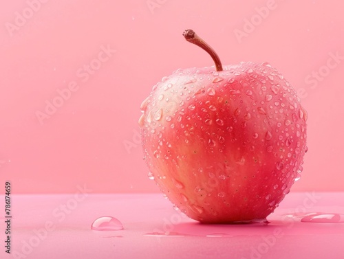 pink apple against pink background