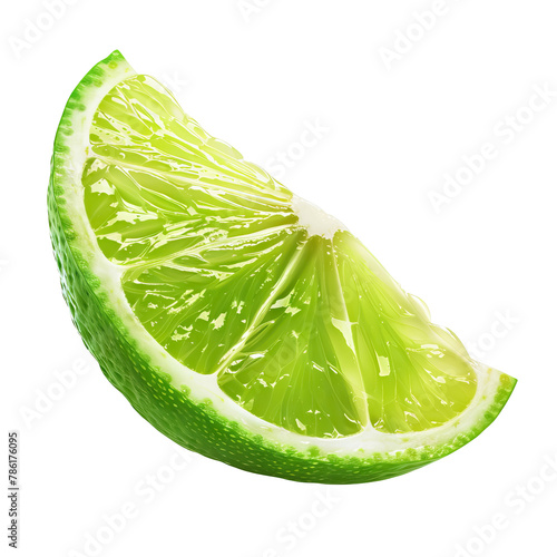 Green lime wedge isolated on white background