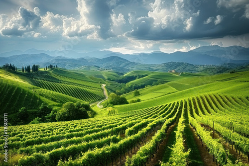 Captivating Green Vineyard Landscape