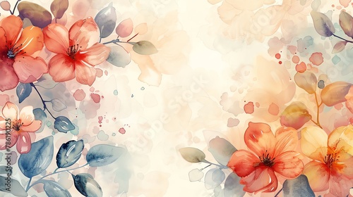 Light watercolor floral pattern, subtle pastels, ideal for invitations with copy space