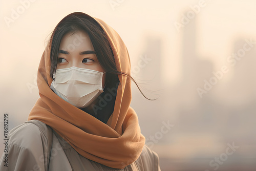 Close-up Portrait of Asian Woman Wearing White Medical Mask