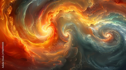  A digital painting depicting the fluidity of motion through swirling shapes and vibrant colors