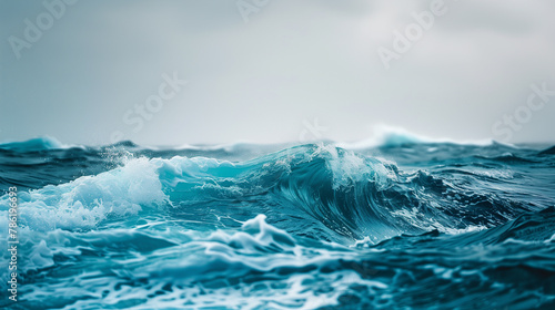 Wave Power: Vibrant Blue Ocean Waves in Motion