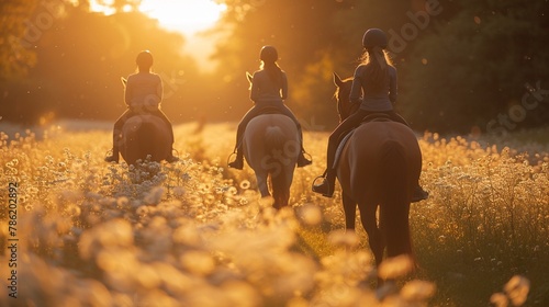 silhouette of a riders on a horse