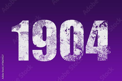 flat white grunge number of 1904 on purple background.