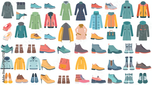 Vector Clothes color flat icon set. Elegant style 