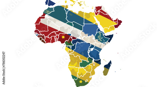 Flag-map of the Central African Republic flat vector Illustration