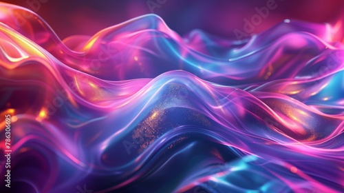 Colorful abstract background with holographic curved wave in motion. Good for backgrounds, banners, wallpapers, posters, and covers...