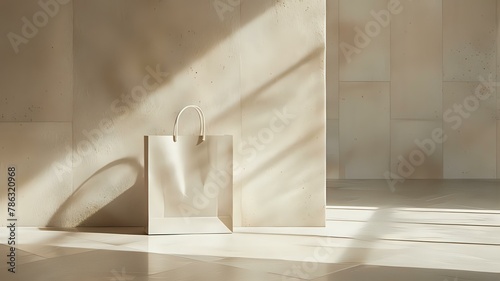 Refined Beige Shopping Bag with Textured Backdrop