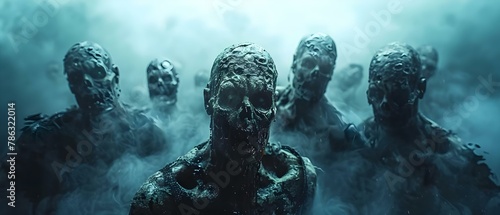 Zombie Horde Emergence - Minimalist Horror Symphony. Concept Horror Photography, Minimalist Composition, Zombie Aesthetics