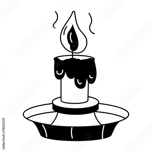 Eye catchy doodle icon of decorative candle 