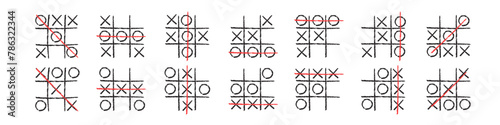 Tic tac toe combination. Tic tac toe hand drawn.