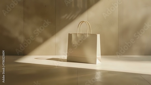 Stylish Beige Shopping Bag in Gallery-Like Setting