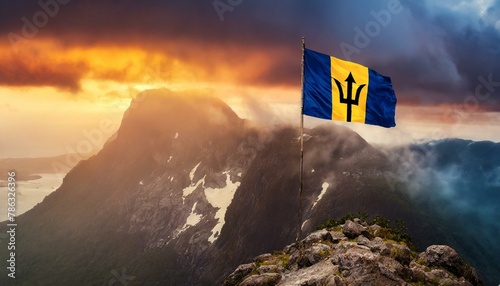 The Flag of Barbados On The Mountain.