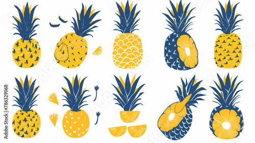 Pineapple set. Abstract modern set of pineapple icons