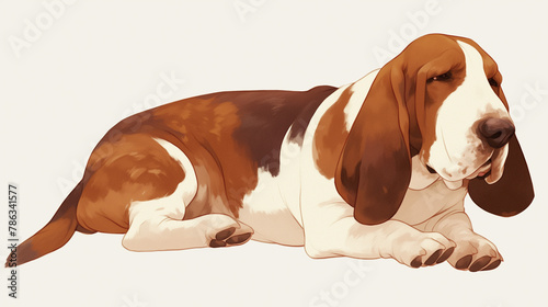 Basset Hound no fundo branco - Ilustração