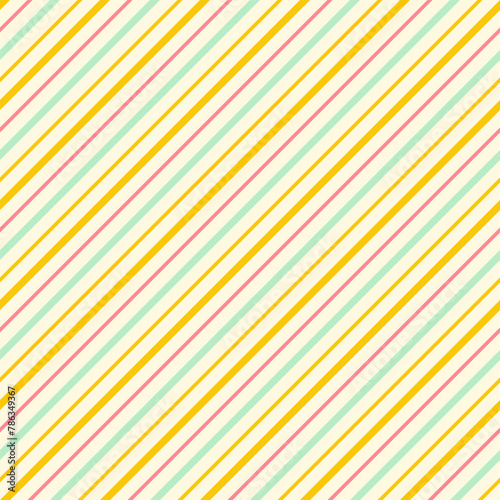 Happy kitschy cute vintage 1950s style diagonal mint green peach pink yellow lines 