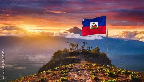 The Flag of Haiti On The Mountain.
