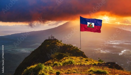 The Flag of Haiti On The Mountain.