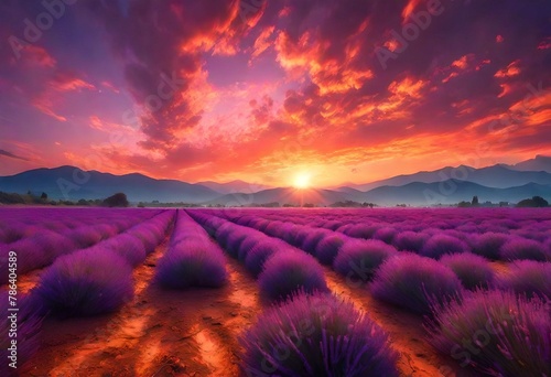 sunset over the lavender