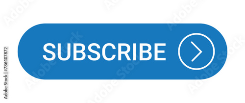 blue subscribe button with an icon isolated on a white background