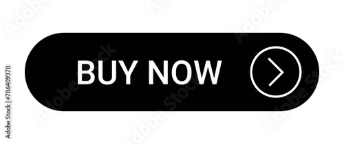 black shop now, buy now button with icon isolated on white background