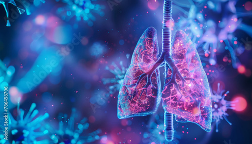 A close up of a lung with pink and purple colors by AI generated image
