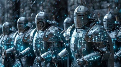 Armored knights marching in formation