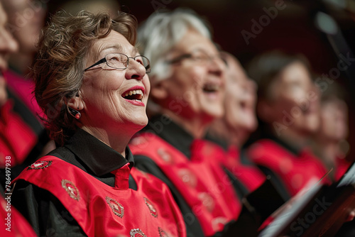 Women sing inspiredly in the church choir