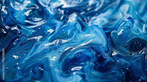 Fluid oil texture Blue background