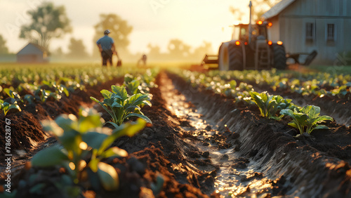 Everyman archetype. Earth's Bounty: Farmer Connects with the Land in a Season of Growth. generative AI