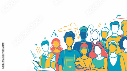 People of different professions together outline illustration, People of different professions, worker of different profession, workers, labor day, workers day, professional workers, workers