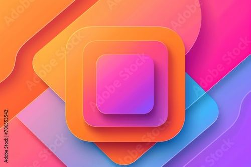 Abstract background with colorful shapes, gradient colors and rounded corners in the style of iPhone wallpaper The main colors are orange, pink, purple and blue There is an abstract square shape at th