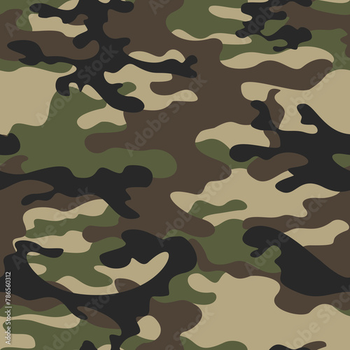  Modern camouflage seamless pattern, military texture, classic background, fashion design for textiles