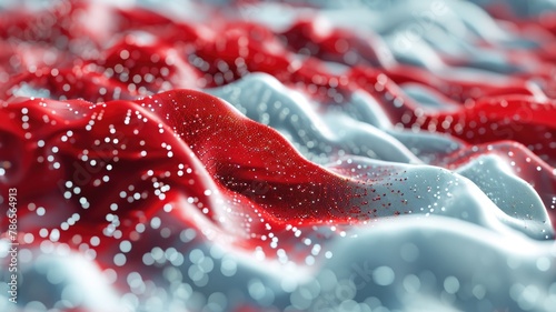 The abstract picture about red white water or liquid that has been flowing, waving, shining and reflected light to the camera like it has been made light by itself that make it so beautiful. AIGX01.