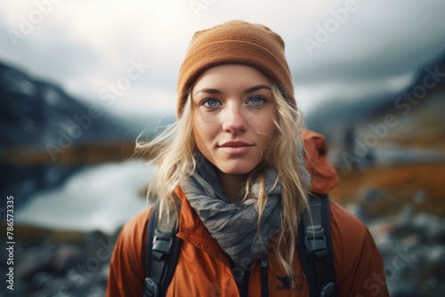 Hiking woman in the mountains