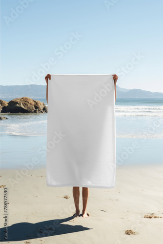 Beach towel png mockup, transparent design