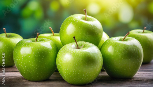 Fresh granny smith apples with colourful background.