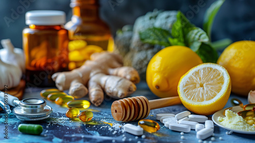 Natural immune system booster lemon ginger garlic