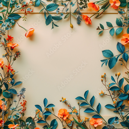 Top View Angle Shot, Gradient Background with Floral Margins