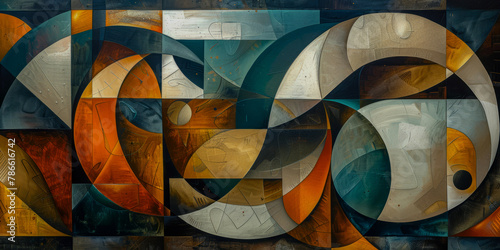 Abstract cubist mosaic in vibrant colors