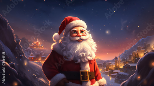 Santa Claus illustration, Merry Christmas 