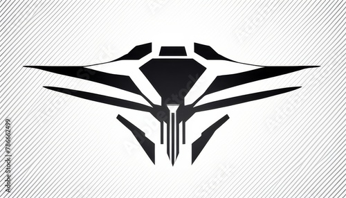 Sleek modern design of a futuristic kamikaze drone logo on a protective shield