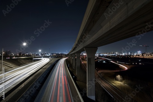 Nighttime Traffic Flow on Elevated Highway
